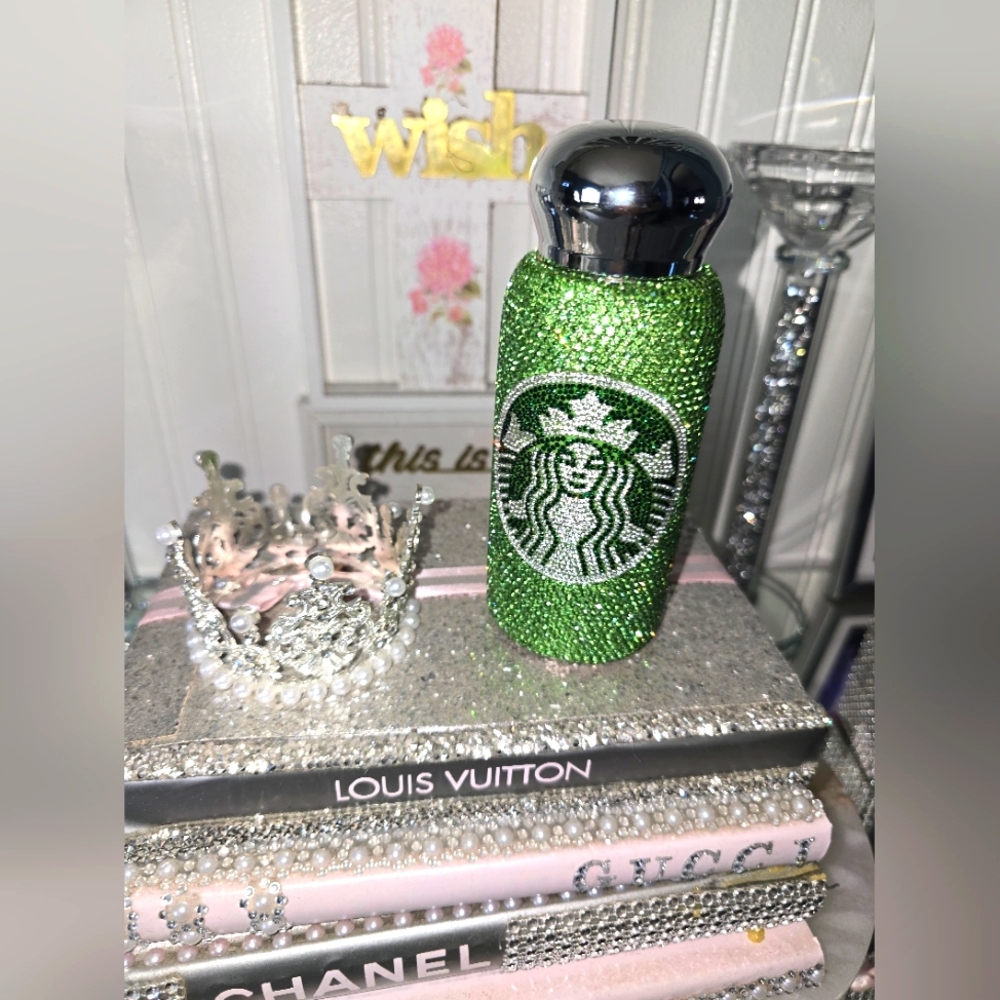 NIB Starbucks Green Sparkle Tumbler with Silver Lid